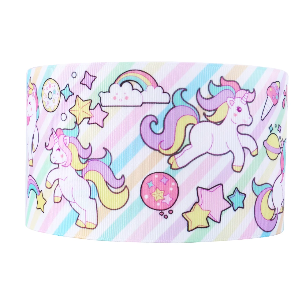 Лента Grosgrain 5 ярдов 3 дюйма с принтом единорога сделай сам бант для волос