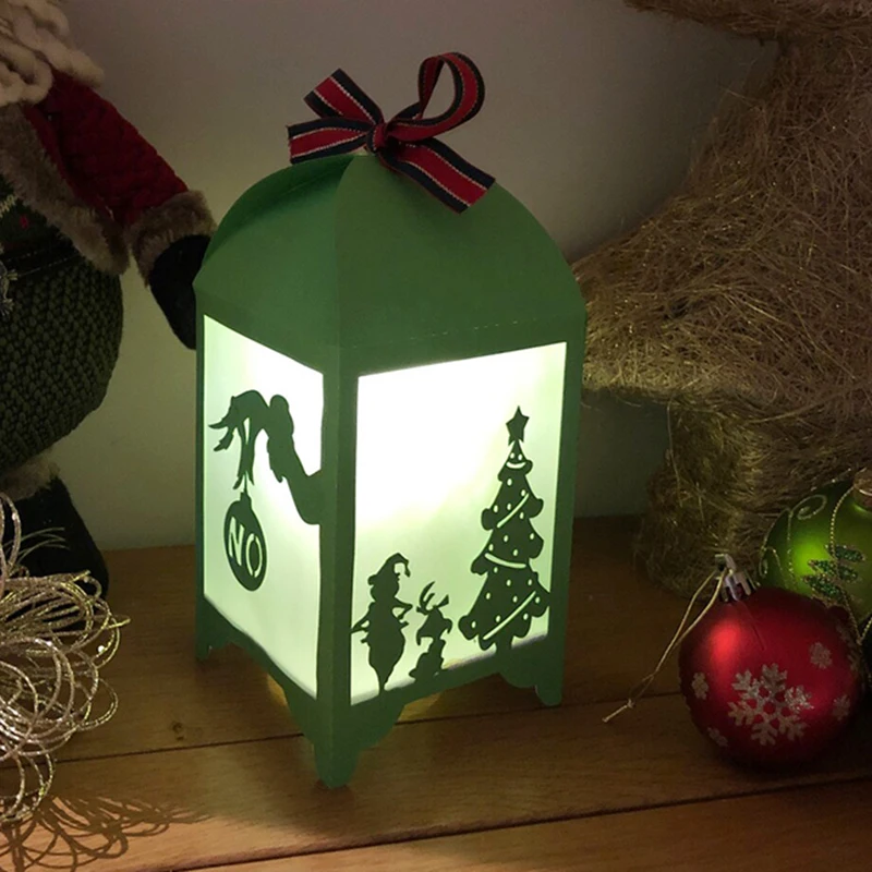 

Christmas Grinch Lantern Cutting Dies New 2022 Craft Dies Cut for Card Making Scrapbooking DIY Home Decorative