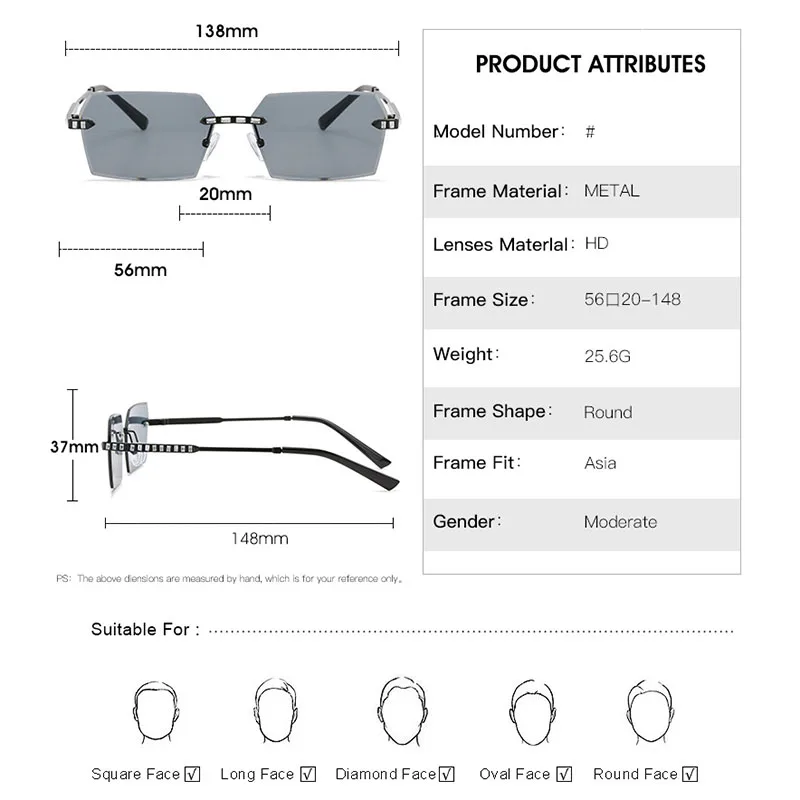 Модные солнцезащитные очки без оправы с градиентом поляризационные брендовые дизайнерские солнцезащитные очки с защитой от ультрафиолета...
