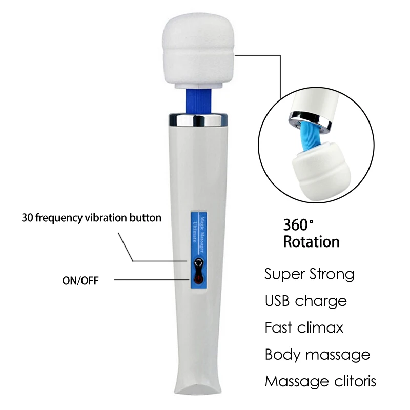 Новый 30 скоростей USB зарядка Волшебная палочка массажер большая волшебная