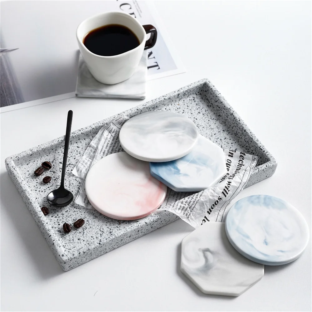 

Creative Idea Simple Fashion Seal Pad Pottery And Porcelain Coaster Insulation Insulating Cup With Ceramic Pad Nordic Cup Wad