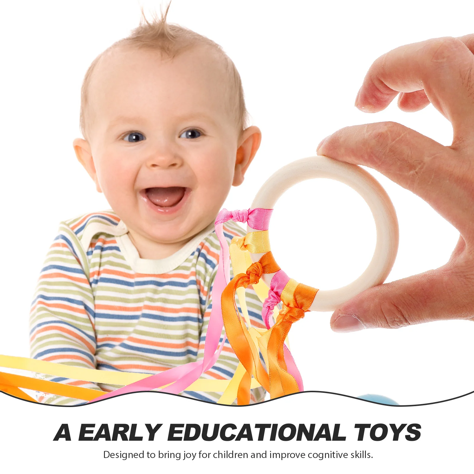 Радужная лента палочка деревянный круг детский уличный игровой набор воздушный