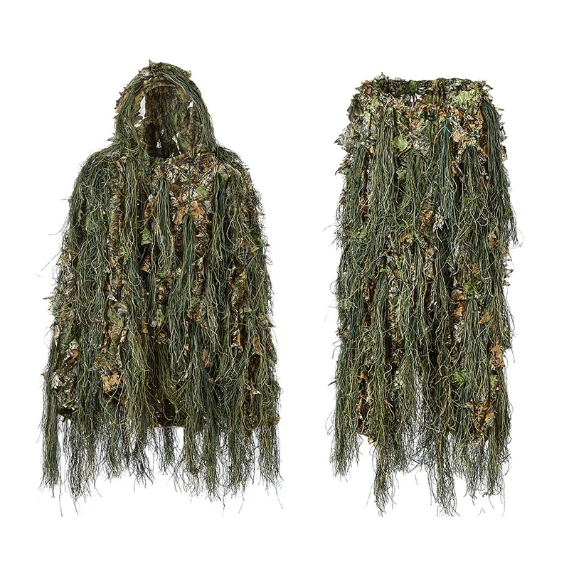 

Ghillie Hunting Woodland Bionic Leaf Disguise Uniform Cs Encrypted Camouflage Suits Set Army Military Tactical New