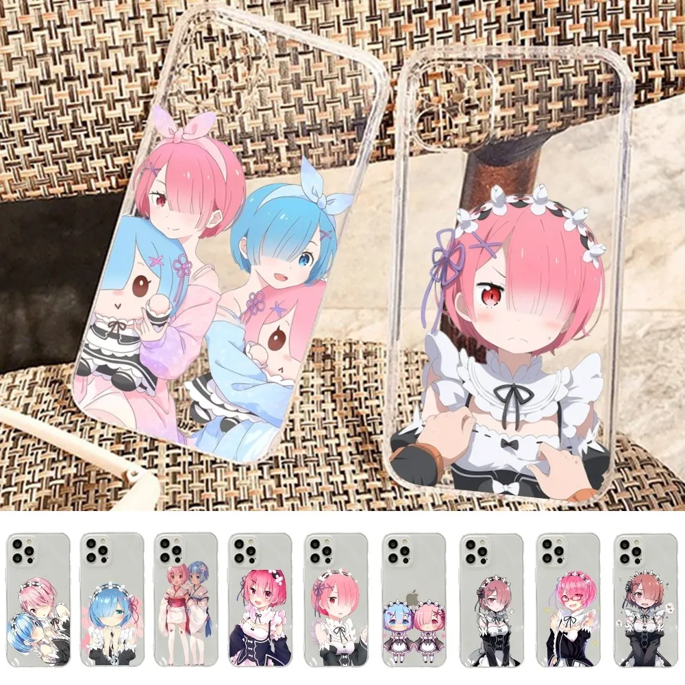 Чехол для телефона ReZERO Ram Rem с аниме силиконовый мягкий чехол iphone 16 15 14 13 12 11 Pro Mini XS