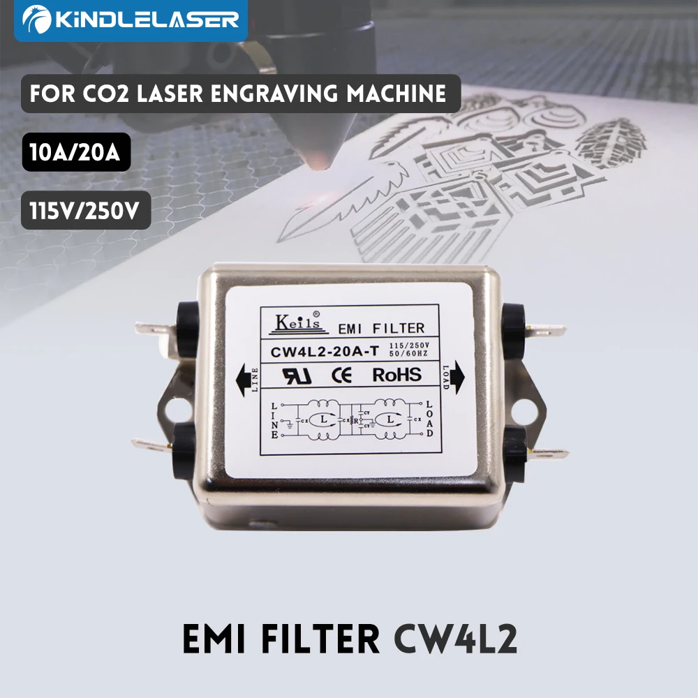 

KINDLELASER Power EMI Filter CW4L2-10A-T / CW4L2-20A-T Однофазный переменный ток 115 В / 250 В 20 А 50/60 Гц для лазерного гравировального станка Co2