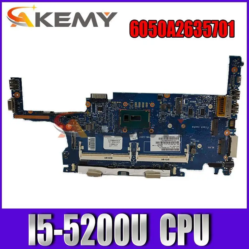 

Akemy FOR HP EliteBook 820 G2 Original Laptop Motherboard W/ I5-5200U CPU 781855-601 SNICKERS-6050A2635701-MB-A02 DDR3L