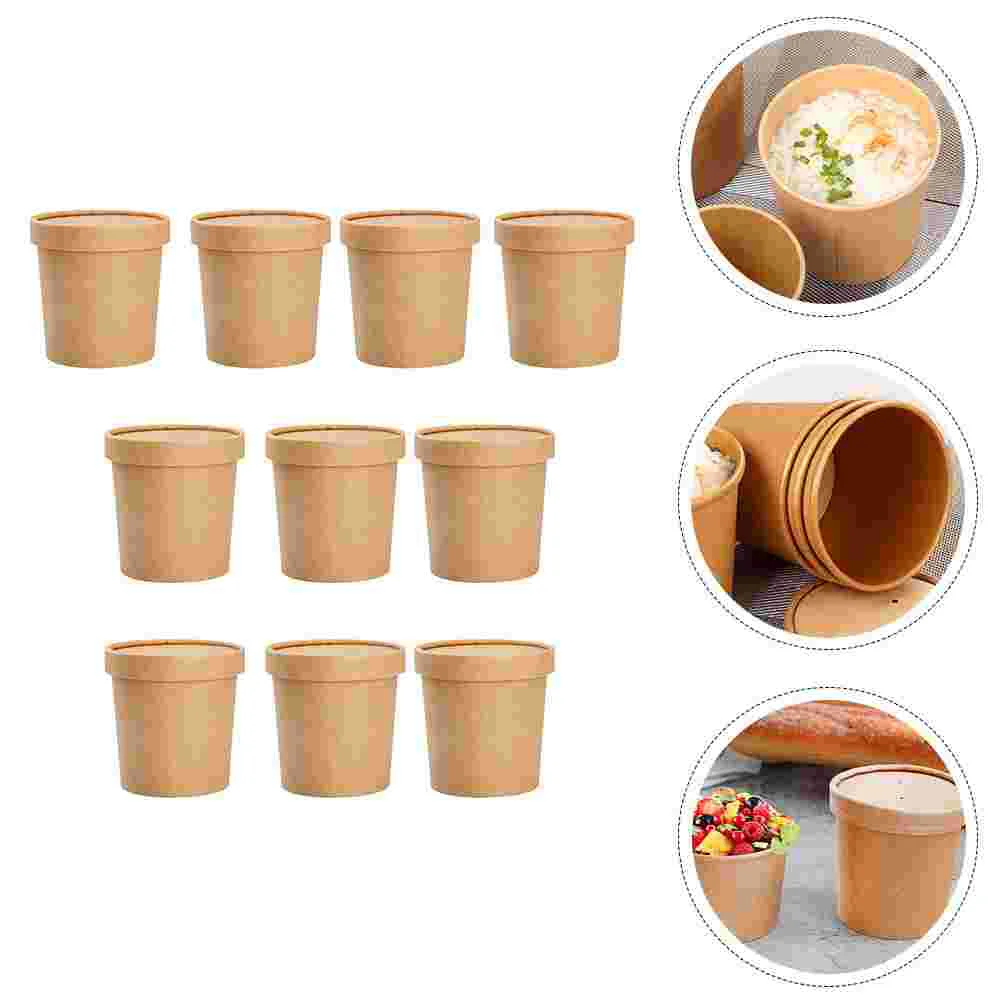 

Tasters Trifle Set Porridge Cups Soup Mug Lid Ice Cream Box Go Containers Lids Cowhide Soup Cup Kraft Paper Treat Cups