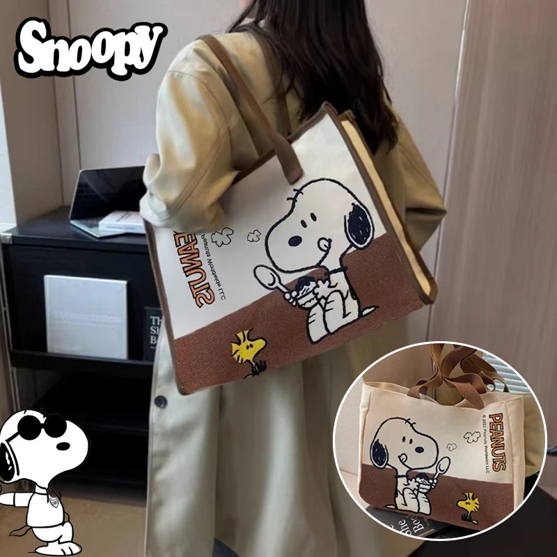 Сумка на плечо Snoopy Женская холщовая вместительный саквояж-тоут в стиле аниме для