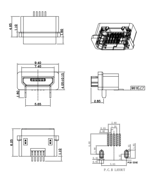 10 шт./1 шт. Micro USB 5-контактный разъем для зарядки 5P IP67 сильноточный магнитный