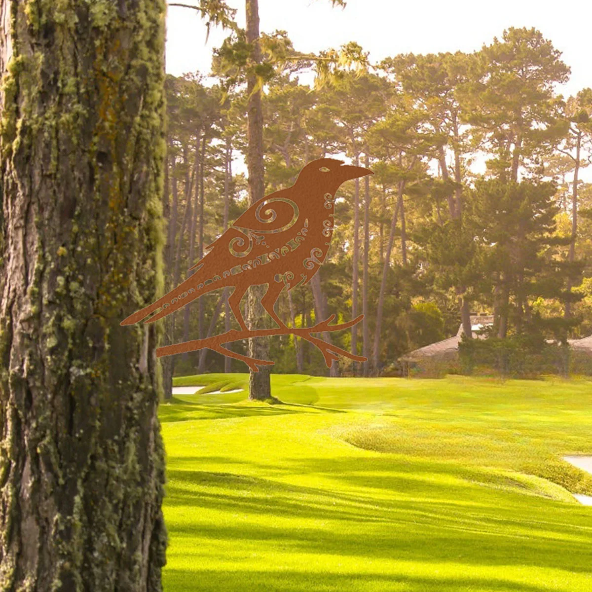 Цельный очаровательный металлический птичий садовый рисунок - Ворон Одина Мюннн