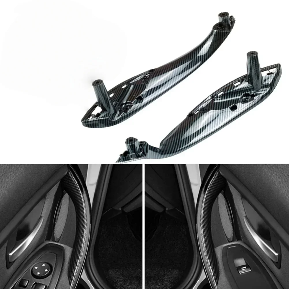 Фото 4 шт. внутренних дверных ручек из ABS+PC с текстурой под карбон для BMW F30 F31 F80 2012-2018 (от 316i до 340i) №2