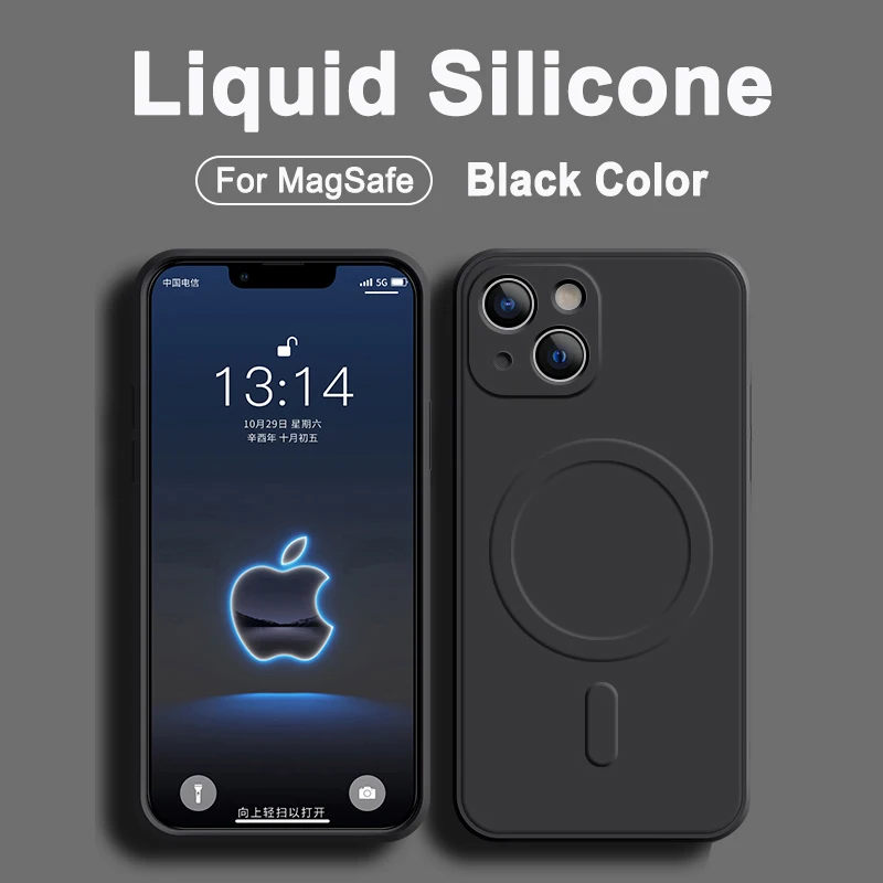 

Liquid Silicone Magsafe Case for iPhone 14 Pro Max 11 Pro 12 Mini 13 12 Pro Xs Max X Xr 7 8 Plus Magnetic Soft Shockproof Cover