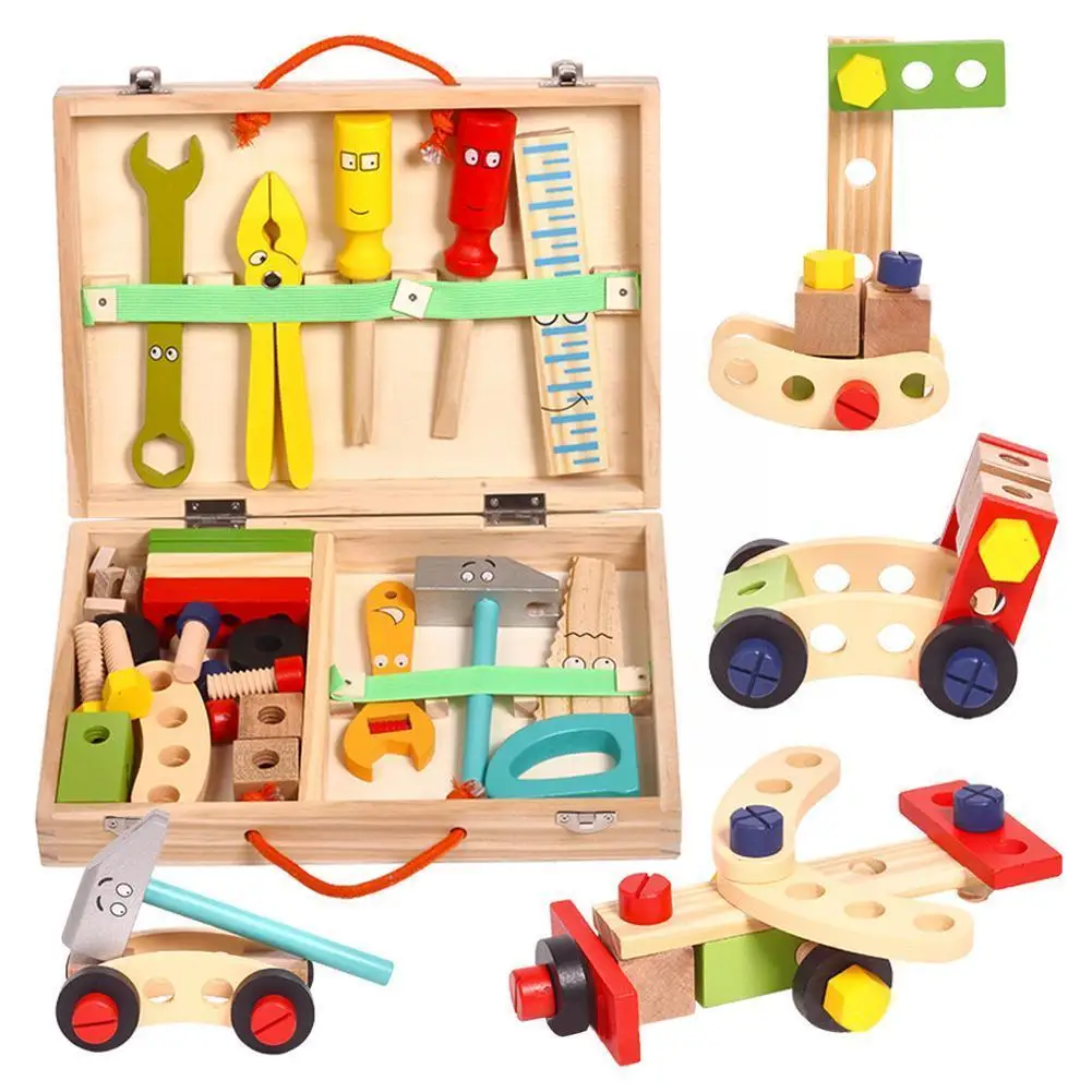 

Wooden Kids DIY Tool Kit Educational Toys Simulation Boy Gifts Puzzle Repair Engineering Plane Homemade Toy Toys Learning T Q4O6