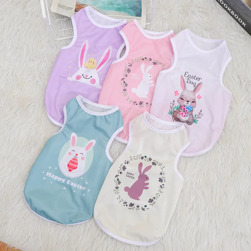 

New Rabbit Printing Sleeveless for Small Dogs Summer Comfortable Breathable Puppy Dog Vests Lovely Bears Pattern Pets Clothes
