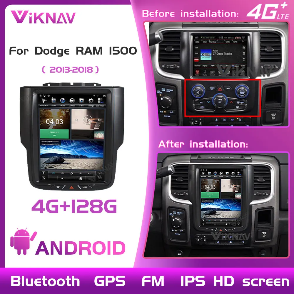 

10.5 inch Android Car Radio with sccreen For Dodge RAM 1500 2013-2018 128G Vertical Screen GPS Navigation Car Stereo Multimedia