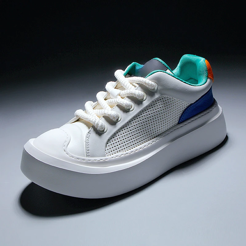 

Мужские кроссовки в Корейском стиле, Спортивная повседневная обувь для скейтборда, дышащие маленькие белые, на толстой подошве, летняя обувь для мужчин