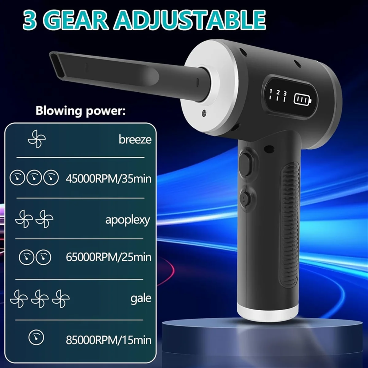 Электрическая тряпка со сжатым воздухом 2-в-1 беспроводная воздушная и пылесос