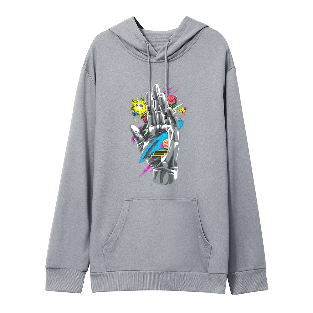 

Men's spring and autumn hand-painted cool novel palm print men's hoodie casual all-in-one men's top