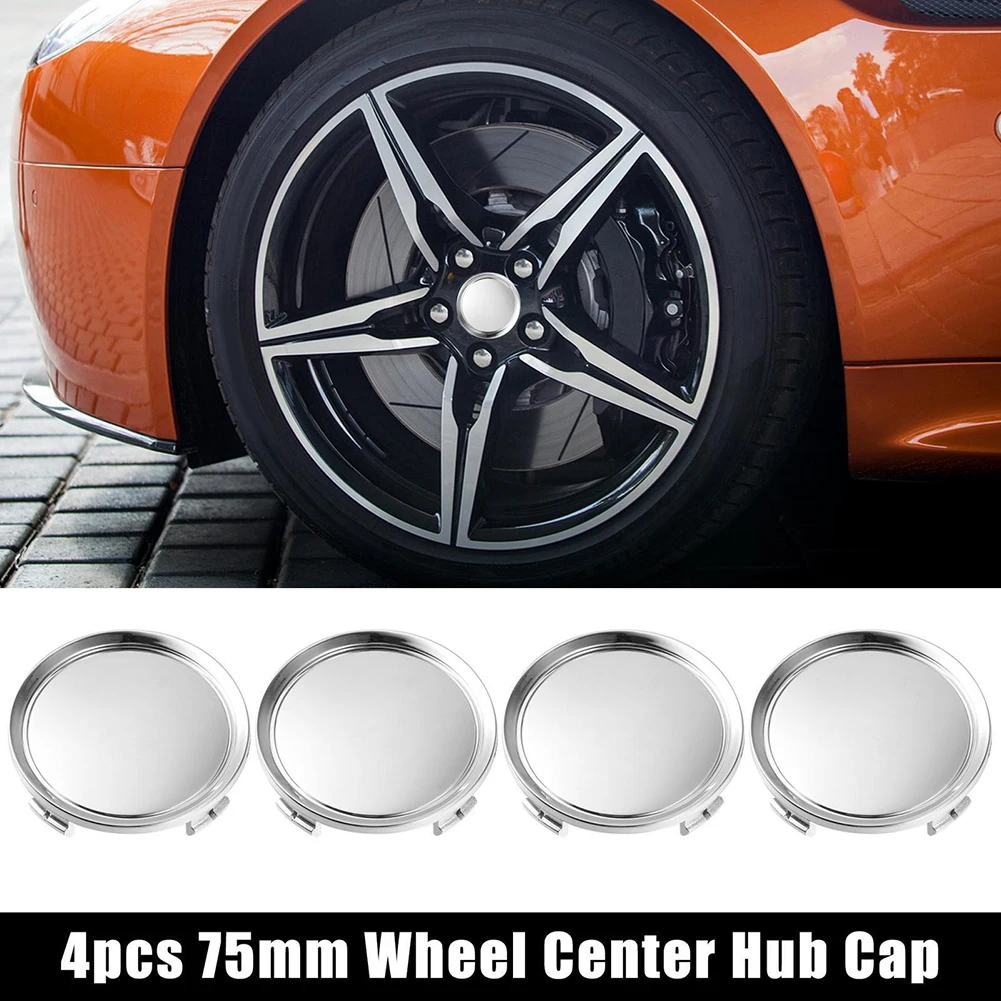 

4pcs Universal Car Wheels Center Cap Hubcap Chrome Silver 75mm ABS Plastic Car Wheel Center Cap Auto Accessories