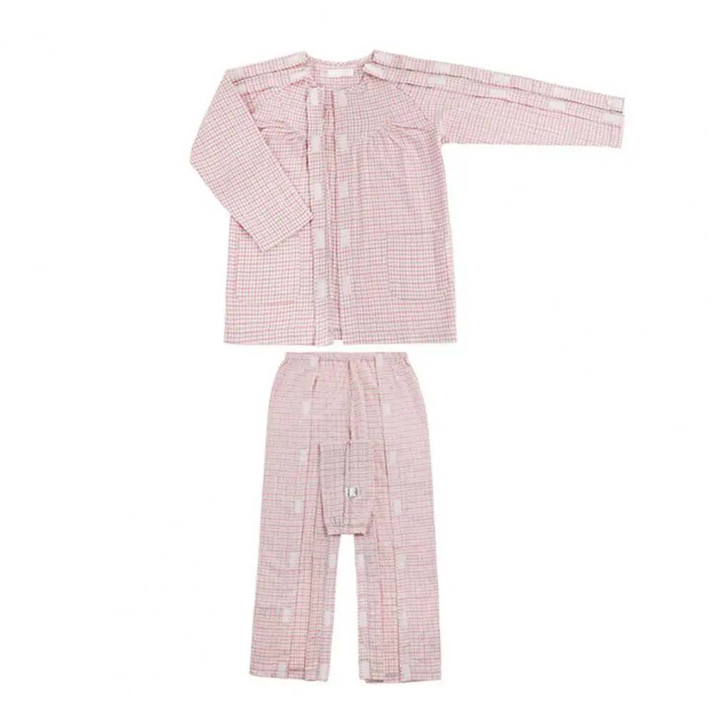 2 Pcs/Set Hospital Top Pants Set Fashion Full Length Cardigan for Home Care Women Home Top Pants Set Patient Top Pants Set