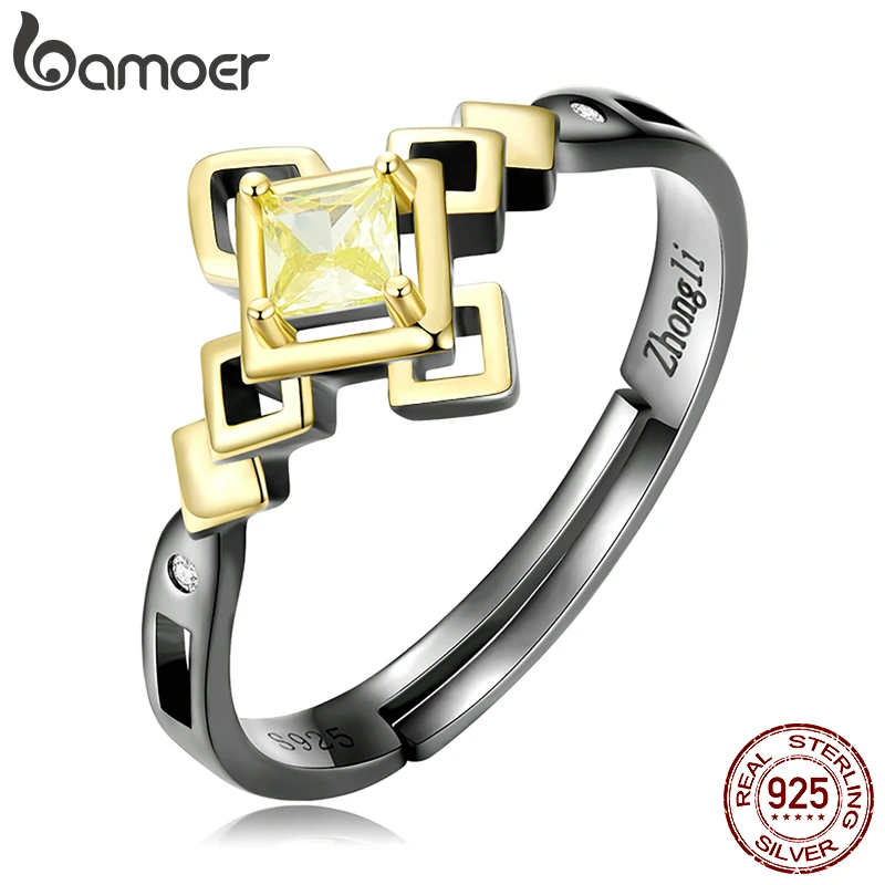 

Bamoer 925 пробы Серебряное кольцо Genshin, регулируемое кольцо для женщин и мужчин, наклейки на кольцо, подарок, ювелирное изделие