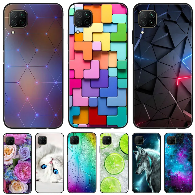 

For Huawei P40 lite Case Cute Cartoon Soft Silicone Back Cover Phone Case for Huawei P40 Lite P40Lite P 40 Lite Cases Black