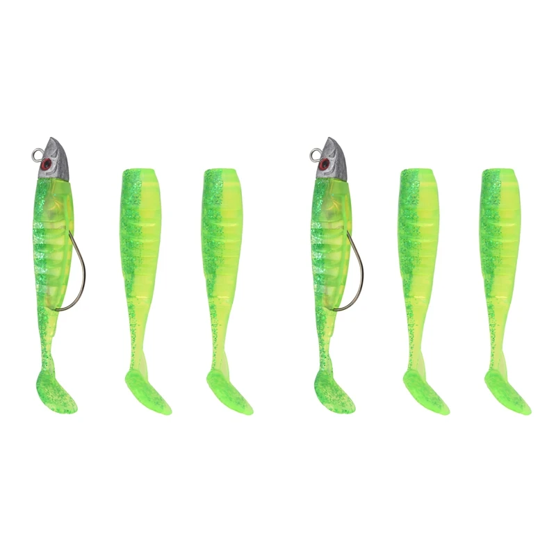

Hot AD-2X Soft Bait Fishing Lures DIY Lead Head Jig Fish Sea Bass Lure Fishing Tackle,Green+Yellow 1