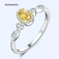 rings for women 925 silver jewelry with citrine zircon gemstone finger ring ornaments wedding engagement party promise wholesale