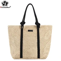 casual handmade rattan woven straw tote bag women big summer bags for beach luxury shoulder bags female large capacity handbag