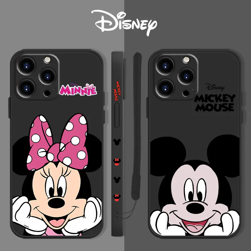 

Pink Disney Mickey Minnie Mouse Silicone Liquid Cover Case for iPhone 11 12 13 Pro Max 7 8 Plus SE XS i11 iPhon 13pro Phone