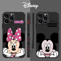 pink disney mickey minnie mouse silicone liquid cover case for iphone 11 12 13 pro max 7 8 plus se xs i11 iphon 13pro phone