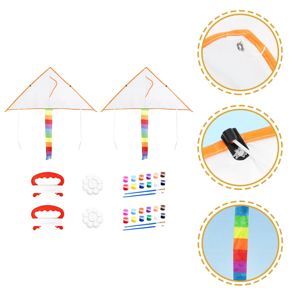 

2 Sets DIY Blank Kites Children Coloring Kite Toys Kids DIY Graffiti Kite Toys
