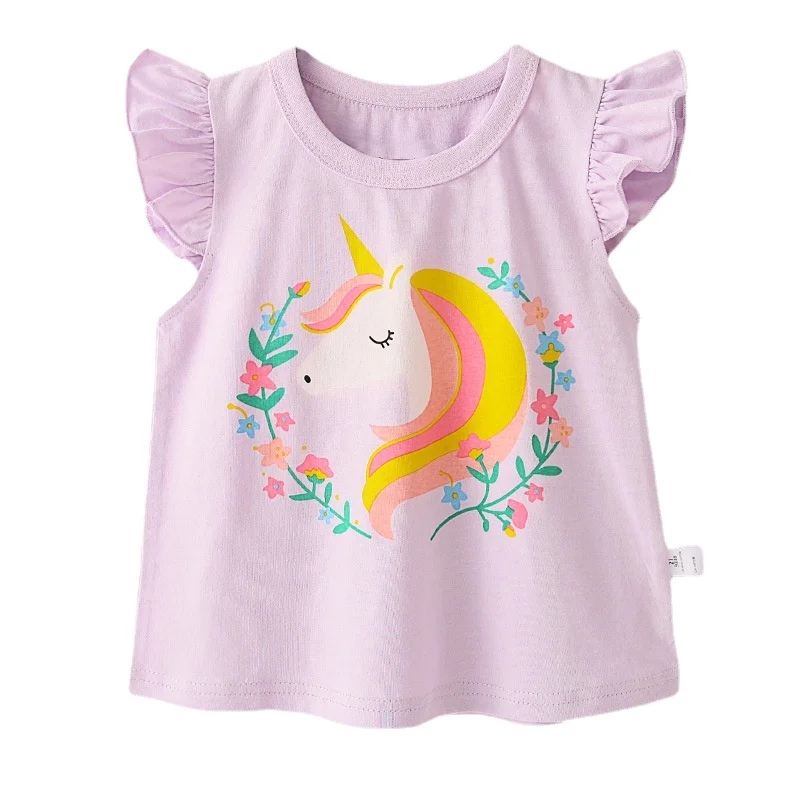 

Kids Unicorn Tee Girls Summer Cartoon Clothes Kids Graphic T Shirt Baby Tshirt Children Clothing