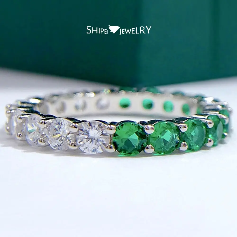 

Shipei Simple 100% 925 Sterling Silver Created Moissanite Diamonds Gemstone Wedding Ring Fine Jewelry Band Wholesale
