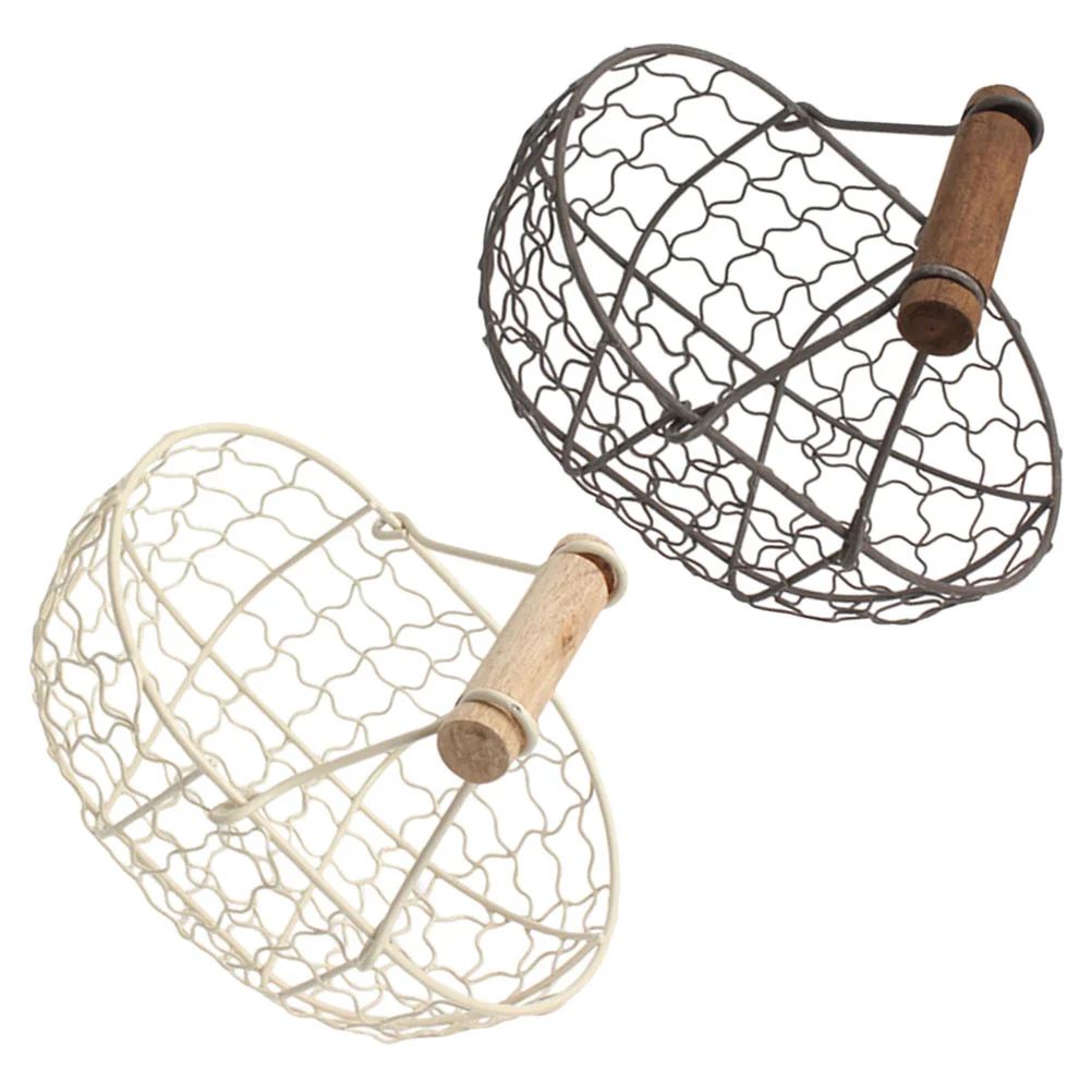 

2 Pcs Baskets Gifts Empty Basket Fruit Convenient Egg Basket Metal Basket Shopping Basket Snack Fruit Metal Storage Basket