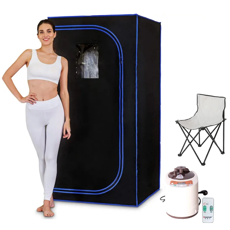 

Portable Full Body Steam Sauna With Fold Chair Steamer 2000W 4.0L Upgrade Lid Cabin Ease Insomnia Stainless Steel Pipe Support