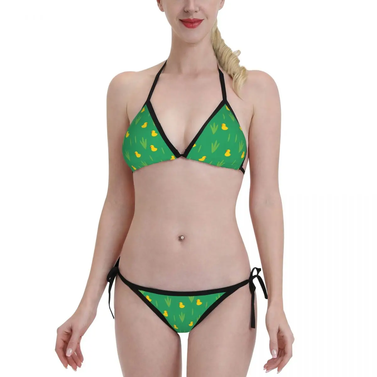 

Cute Yellow Duck Sexy Bikini 2022 Halter Swimsuits Swimwear Female Bathing Suit Summer Biquini XXL