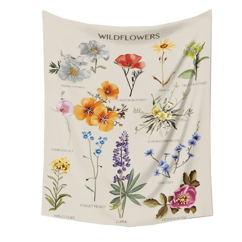 

Flower Tapestry Wall Hanging Wildflower Plant Floral Tapestry Hanging Carpet
