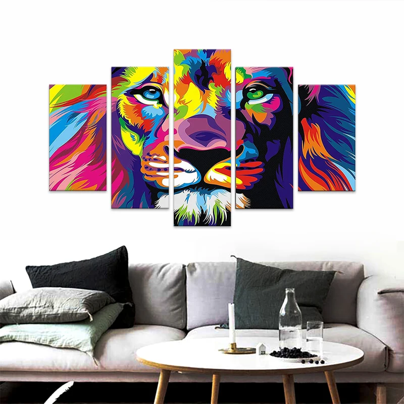 5 шт. Настенная картина с изображением животных льва |