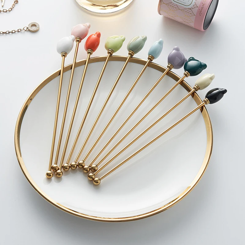 Керамическая Кухонная Мешалка С Медвежьей Головой Карамельного Цвета Длинная