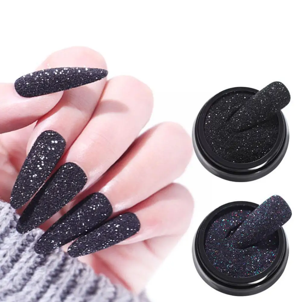 

Nail Glitter Sugar Powder Balck Dip Powder Sand Glitter Starlight Nail Nail Pigment Design Dust Manicure Art Tools Decor Na V2r5
