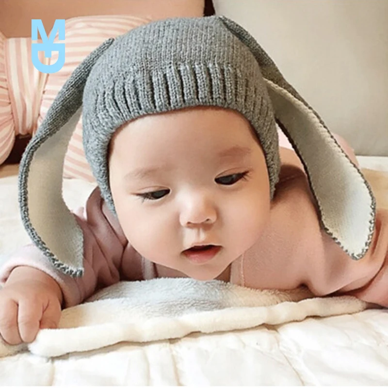

New Autumn Winter Toddler Infant Knitted Baby Hat Adorable Rabbit Long Ear Hat Baby Bunny Beanie Cap Photo Props