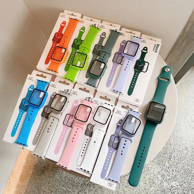 

For 38Mm 42Mm 44Mm Protective Cover Combo With Silicon Strap Set And Full Case I Watch Band For Apple Iwatch Serie 3 4 7