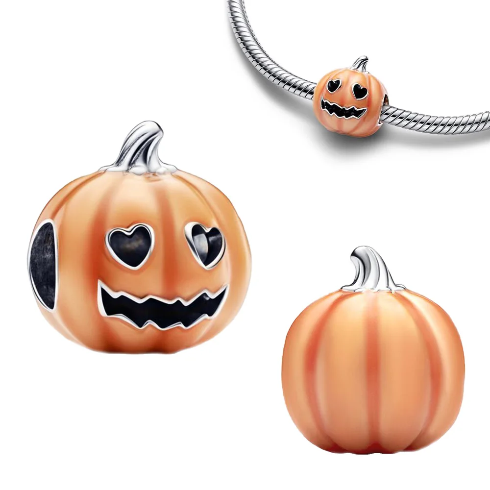 

2022 New 925 Sterling Silver Halloween Pumpkin Charm Bead Fit Original Bracelet Pendant Beads for Women Fine DIY Jewelry Gift