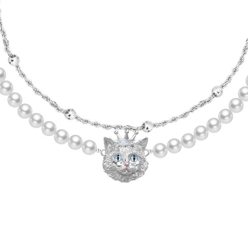 

Новинка 2023, модное индивидуальное ожерелье с котом и жемчугом, банкетное ювелирное изделие, цепочка до ключиц, аксессуары, подарок