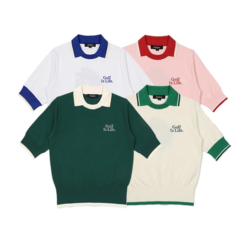 2023 Summer Golf Women Clothing Malbon Woman Short Sleeve T-shirt Sports Casual Fashion Golf Polo Shirt Top