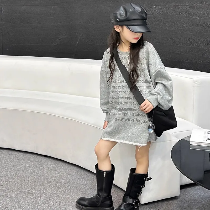 Платья для девочек детская одежда Новинка осени 2024 тонкое свободное