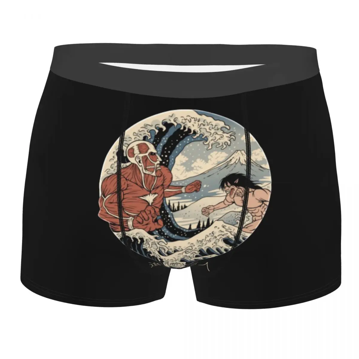 

Трусы-боксеры мужские с волнистыми вставками, мягкое нижнее белье для мужчин, «атака на Титанов», Kanagawa