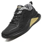 Зимние кроссовки для мужчин и женщин, кроссовки для бега, спортивные теплые меховые кроссовки, Нескользящие кроссовки, тренд для студентов, черный цвет, 38-46