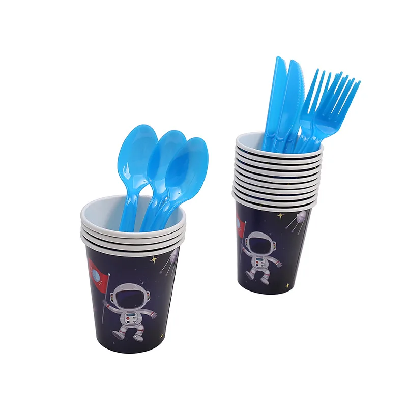 Космос торт Топпер мультфильм ракета украшения с днем рождения баннер Дети День